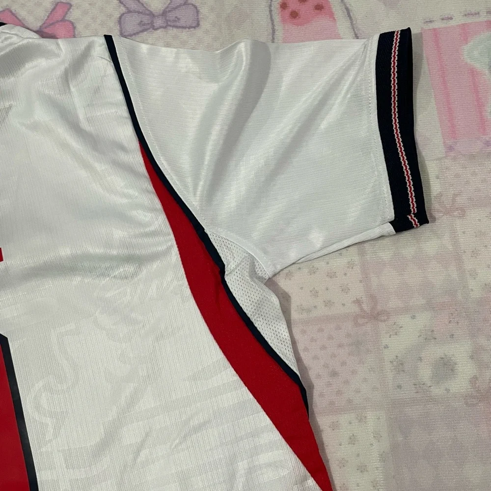 Nike White and Red England #9 Football Jersey